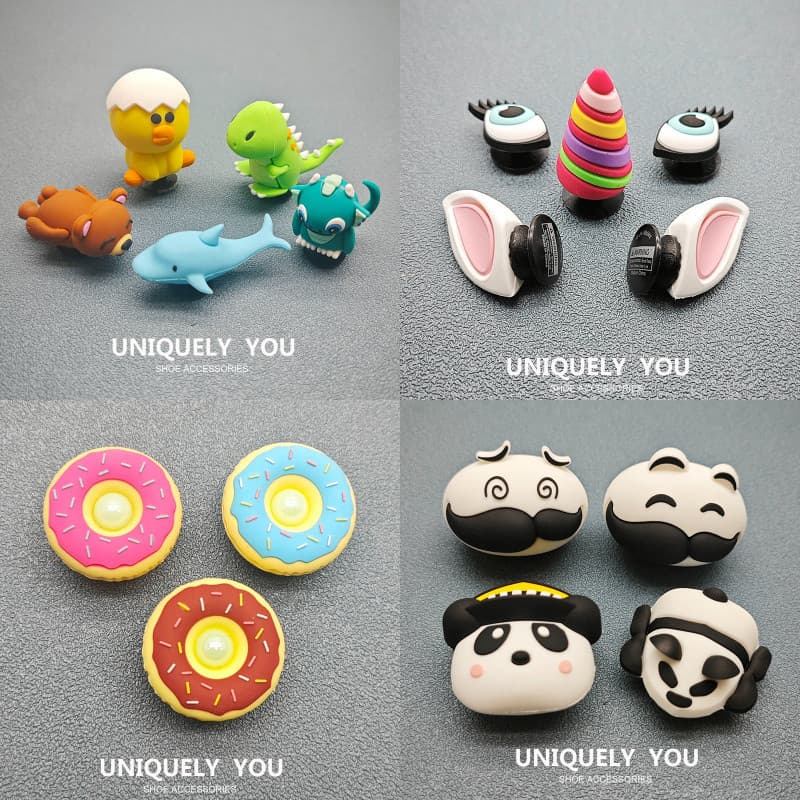 Miss Zoe Jibtz 3D Panda Acessórios Para Pés De Animais De Desenho Animado 3D Donut