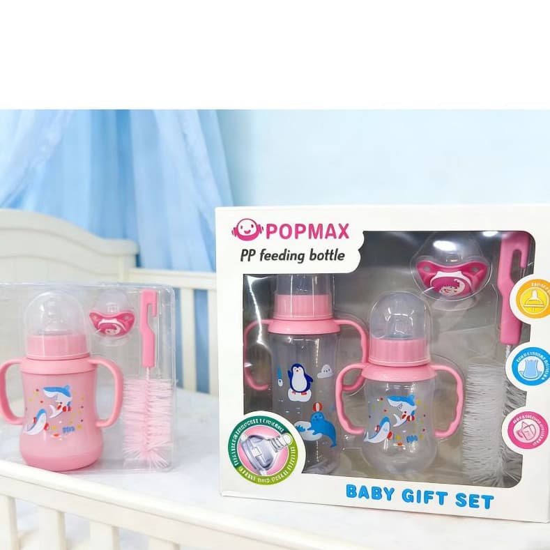 Conjunto de quatro peças: 2 mamadeiras + 1 chupeta + 1 escova de limpeza de mamadeiras--1072