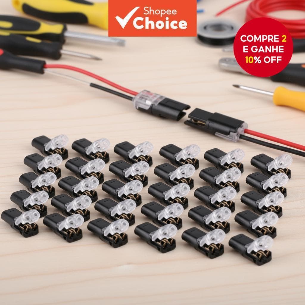  50 unidades de conector elétrico à prova d'água de 2 polos para cabo automotivo, barra de terminais.