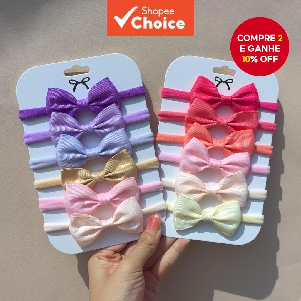6 Pçs Meninas Bowknot Headbands Cor Sólida Fita De Gorgorão Acessórios De Cabelo Para Bebê Criança