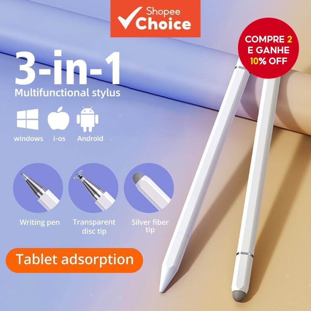 Caneta Stylus 3 Em 1-Lápis Capacitivo Com Tela De Toque Para Android E Tablets