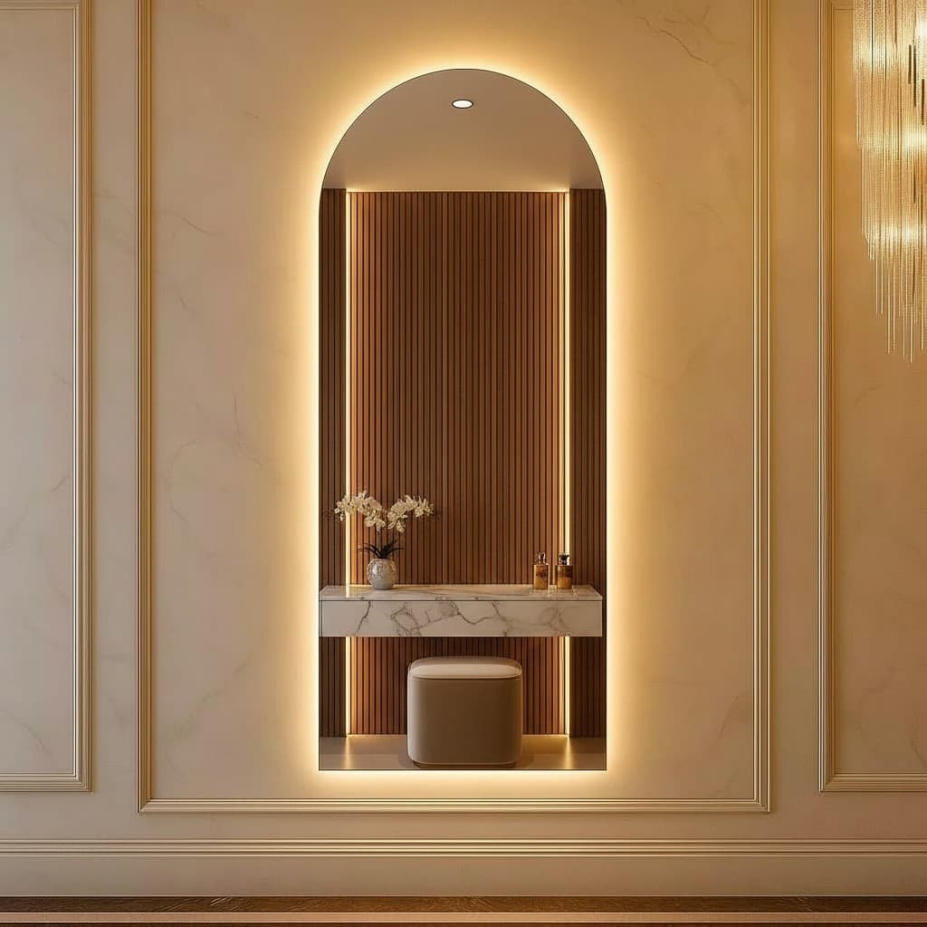 Espelho de Corpo Inteiro Oval Madri com Led 120cm x 50cm Led Frio e Quente Para Quarto Salão Loja