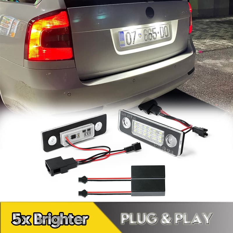2 Peças Para Skoda Octavia MK2 1Z 2003-2019 LED Número Da Placa De Licença Lâmpada Facelift Rommester 5J 2006-2010 Canbu