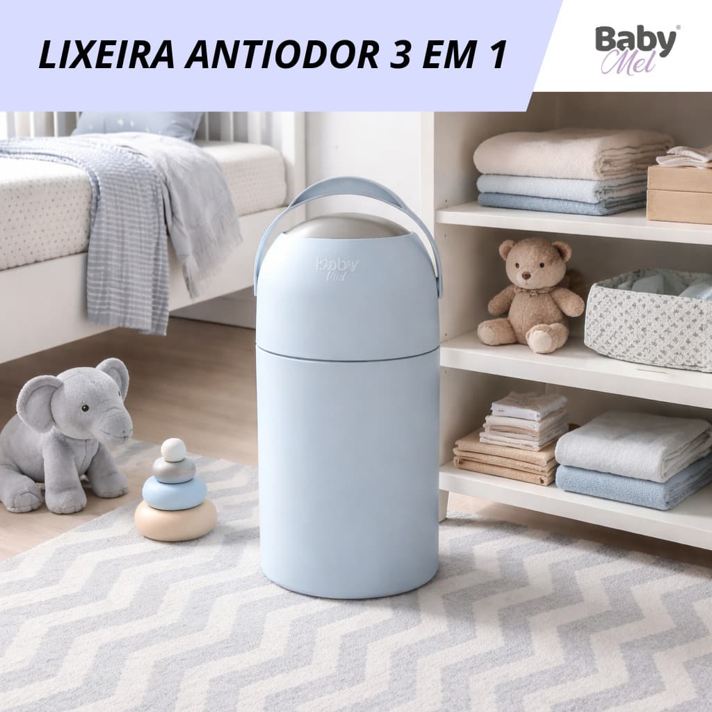 Lixeira Antiodor Baby Mel para Quarto de Criança, Banheiro, Cozinha, Casa, Consultórios, Pet