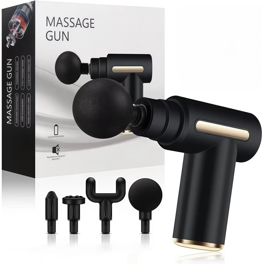 Massageador Muscular Profissional Portátil USB com 4 Cabeças Para Corpo Inteiro