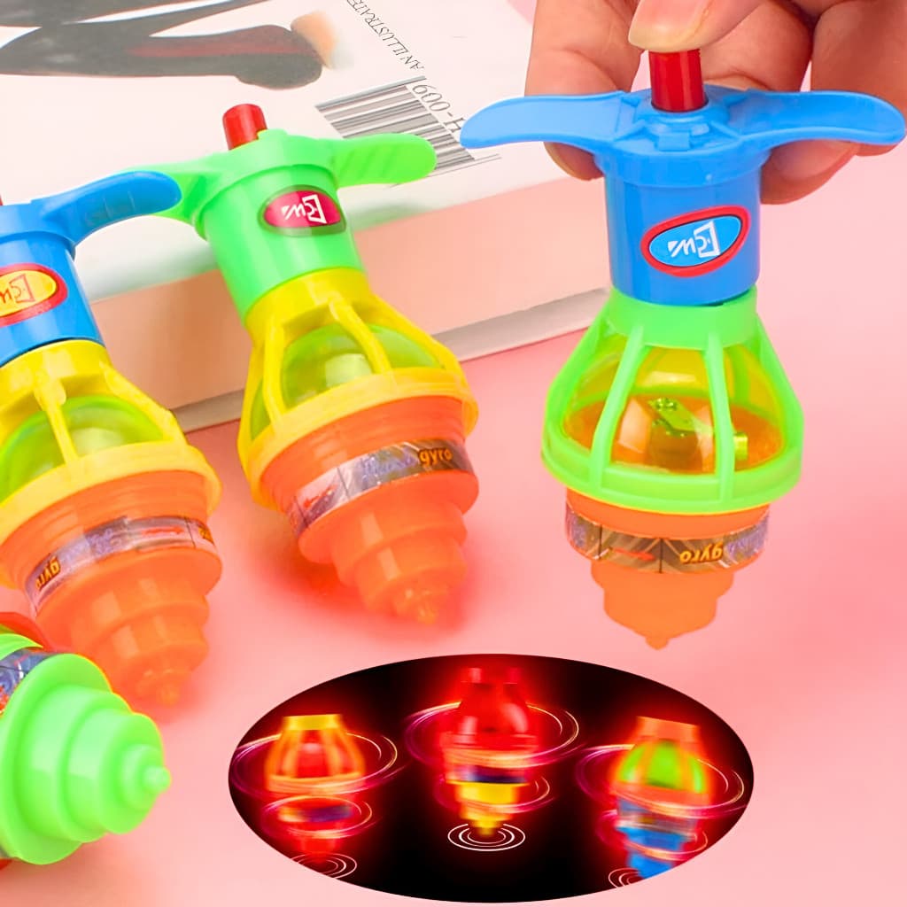 Kit 3/5/10/15pcs Giro Pião, Pião + Lançador Com Luz De Led Colorida, Giroscópio Prenda Festa