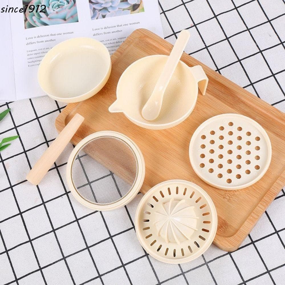 Desce Conjunto De Tigela De Moagem De Alimentos , 7 Peças , Kit De Moedor Manual Portátil Empilhável Para Bebê , Espreme
