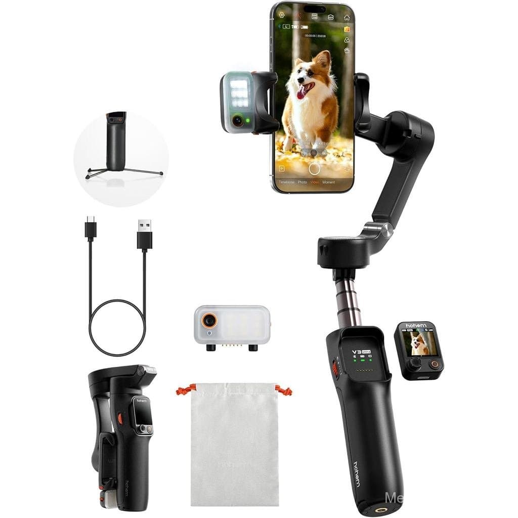 hohem iSteady V3 Ultra Estabilizador de Gimbal para iPhone, Gimbal para Telefone com Rastreamento Automático por IA, Con