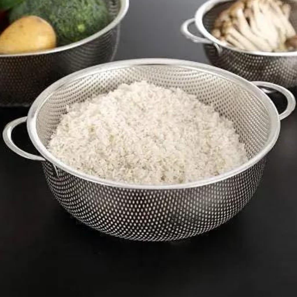 Escorredor Inox Grande Escorredor de Arroz Macarrão Frutas Legumes Cesto Cozinha Peneira Inox Grande