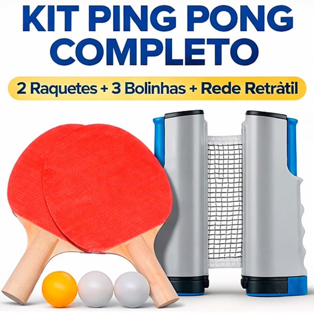 3 Bolinhas 2 Raquetes Kit Tênis De Mesa Ping Pong 1 Rede Retrátil Portátil Tenis De Mesa