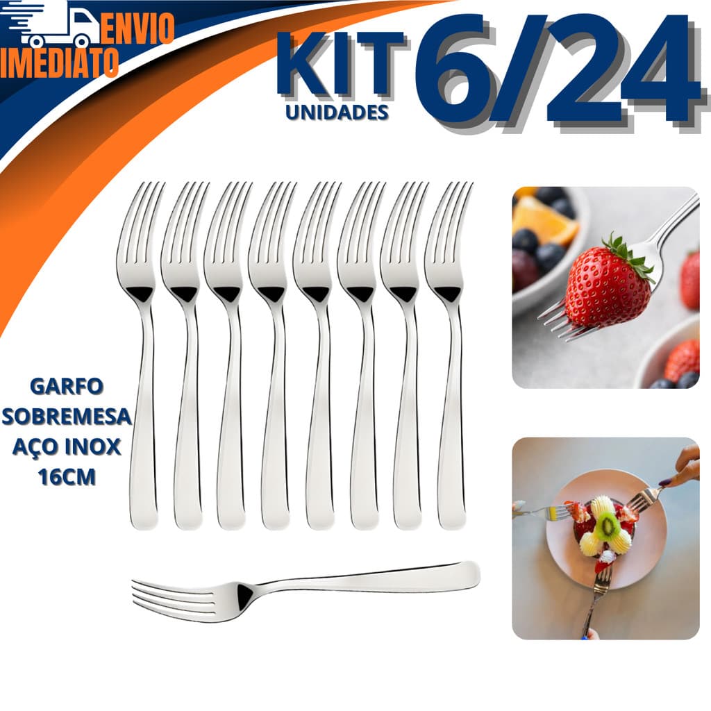 Kit 6/12/18/24 Garfos Garfinhos Em Inox Para Sobremesa 16cm Ideal Para Doces Bolos Utensilio Cozinha Buffet