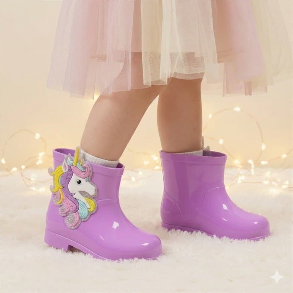 Galocha Infantil Menina Zello Cano Baixo Unicórnio Impermeável