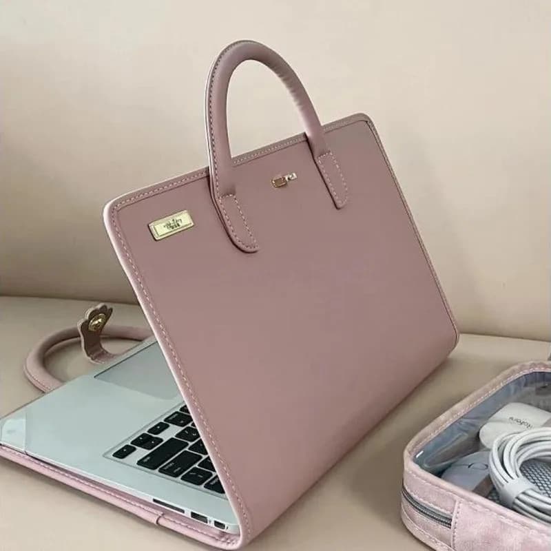 Capa Rosa Para Laptop Fashion Com Alça PU Protetora Bolsa Macbook , Lenovo , Xiaomi , Huawei