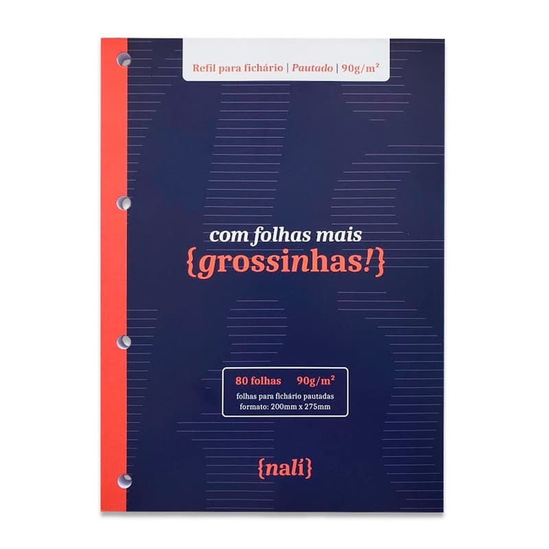 Bloco P/ Fichario Branco A4 Pautado Nalí