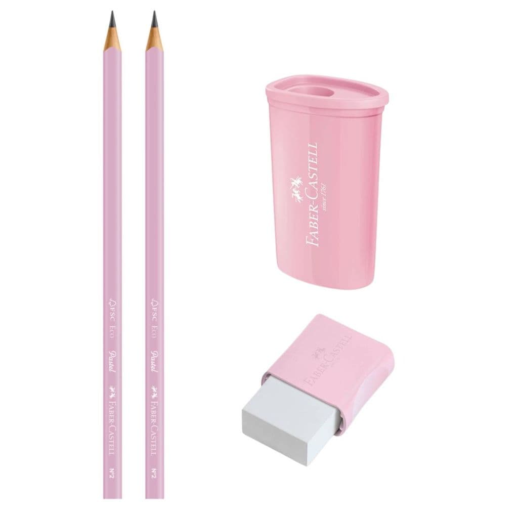 KIT FABER-CASTELL LÁPIS, BORRACHA E APONTADOR - TRIÂNGULAR