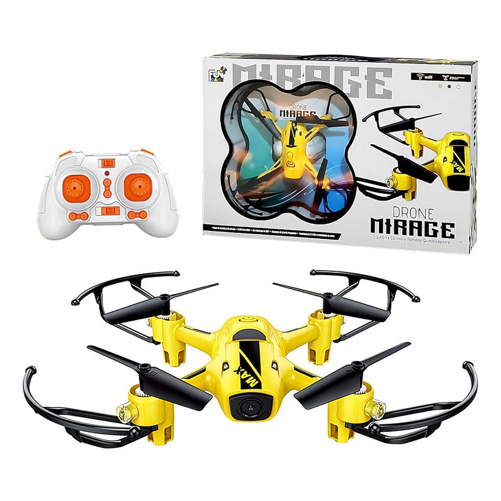 Drone Infantil Mirage Quadricóptero Que Faz Manobras 2.4ghz Amarelo