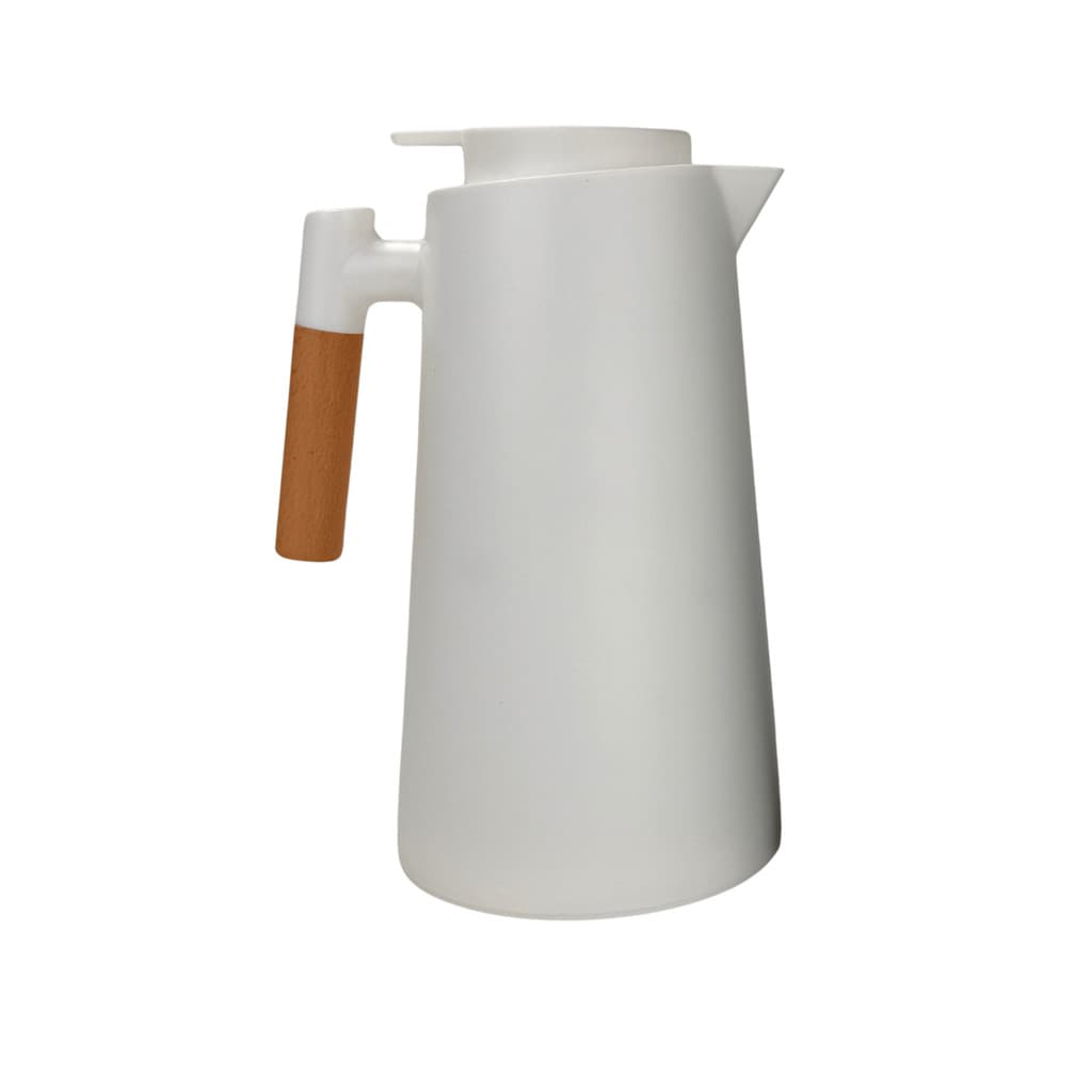 Garrafa Térmica 1L Café Chá Design Nórdico Retro Cabo Madeira Luxo Escandinava