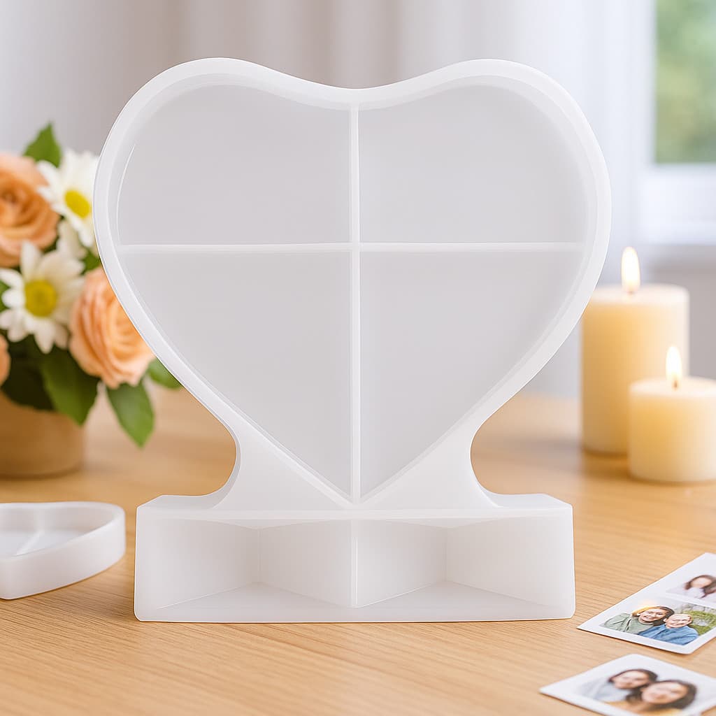 Moldura Grande Coração Resina Silicone Artesanato Diy Branco