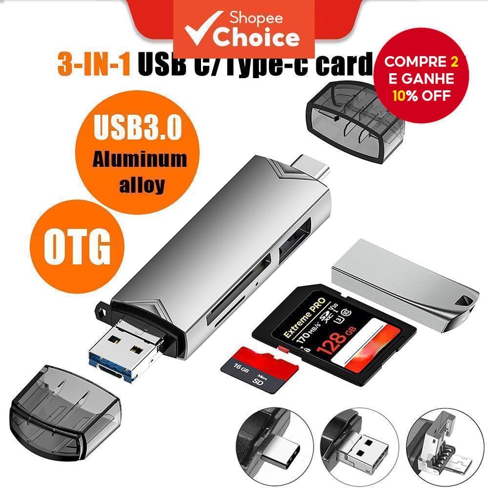 Leitor De Cartão OTG 6 Em 1 USB Type C Micro Para USB2.0 TF Adaptador SD Flash Drive Mini Câmera De Telefone