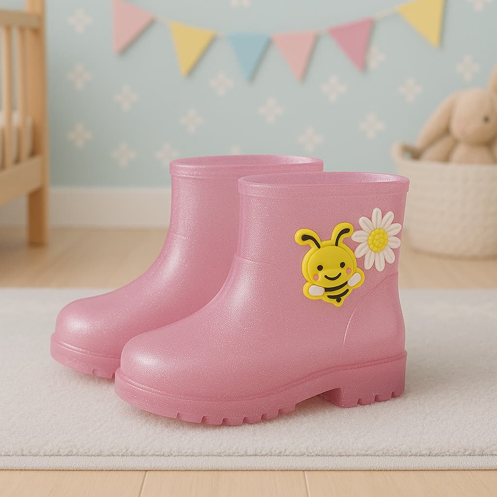 Galocha Bota Infantil Menina Flor Coração Feminina Gatinha Criança Leve Confortável Impermeável