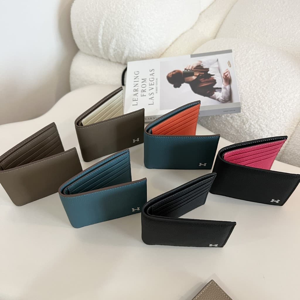 Nova moda carteira de couro genuíno senhoras dobrável titular do cartão primeira camada de couro