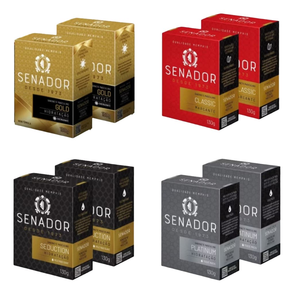 Kit 08 Sabonete Senador Masculino Em Barra 130g Variados