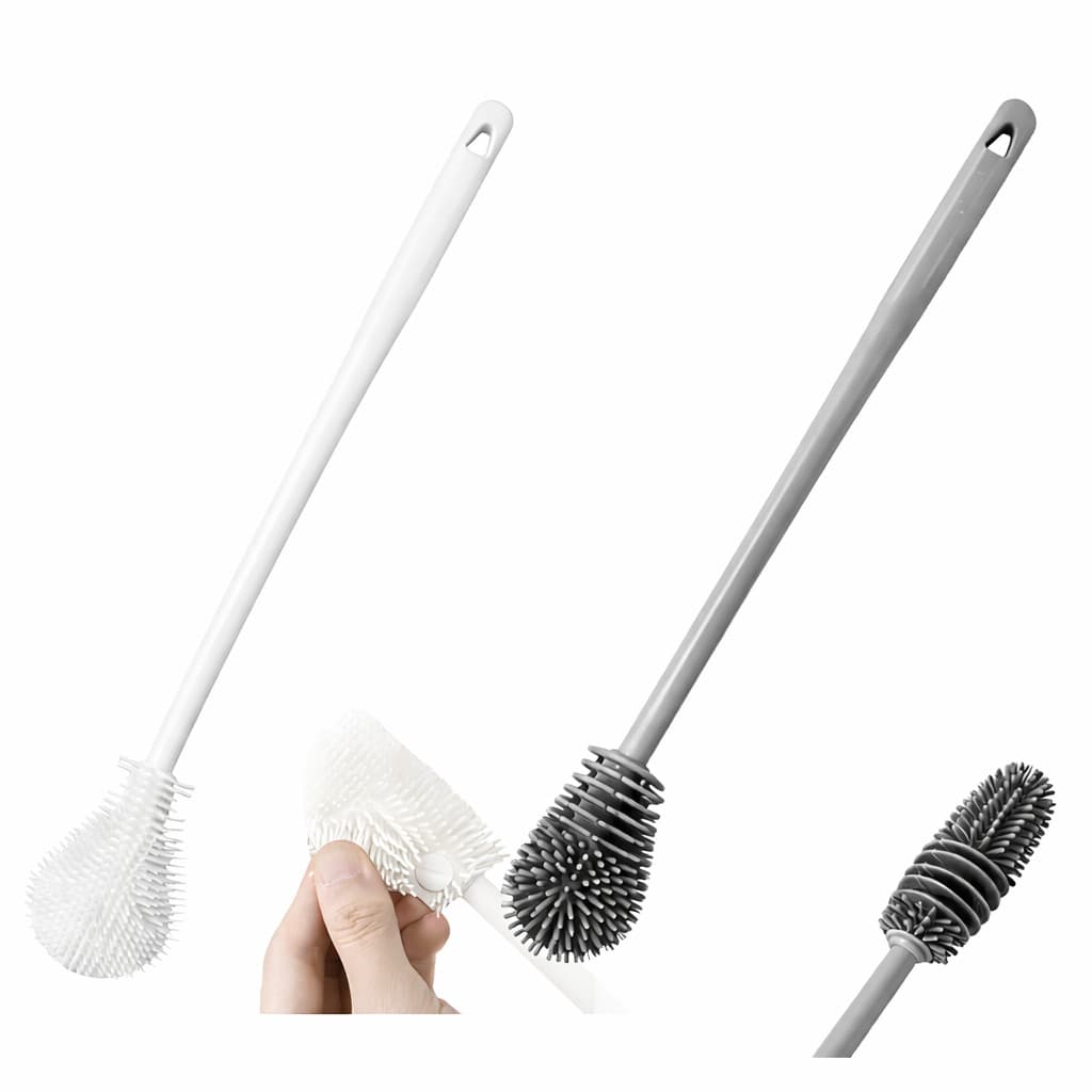 Escova de Silicone para Garrafas e Copos 360° – Multiuso, Cabo Longo, Não Risca, 2 Modelos