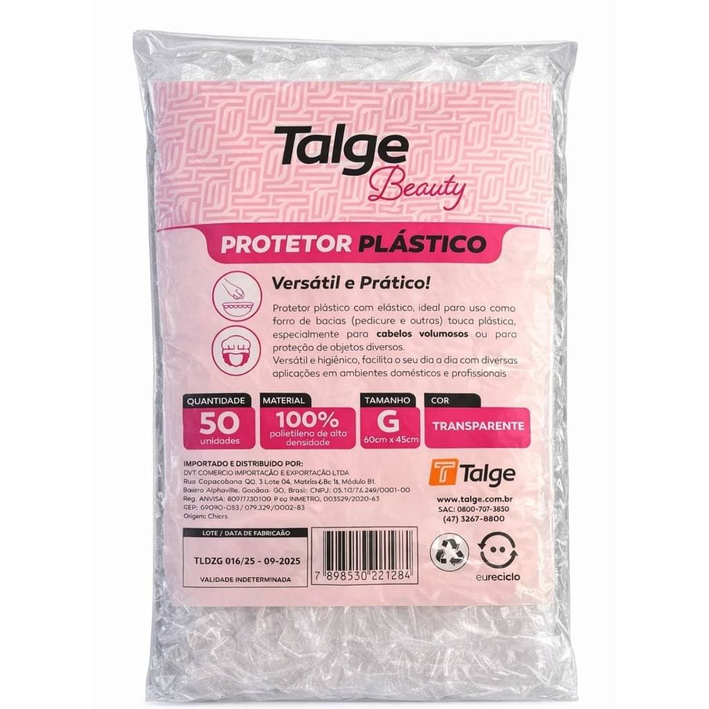 Touca Plástica Descartável TALGE  Para Banho com 50 Unidades