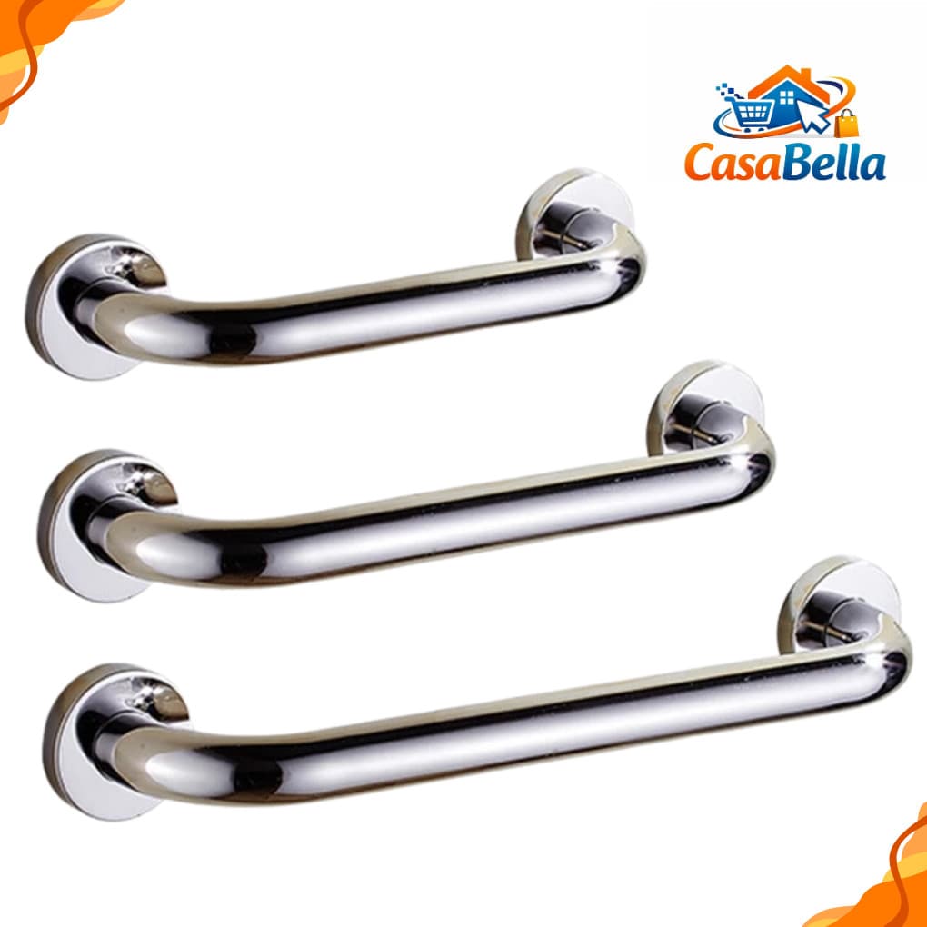 Kit 3 Barras Apoio Alumínio Alça Suporte Banheiro Segurança Proteção Idoso Deficiente 60cm 50cm 40cm
