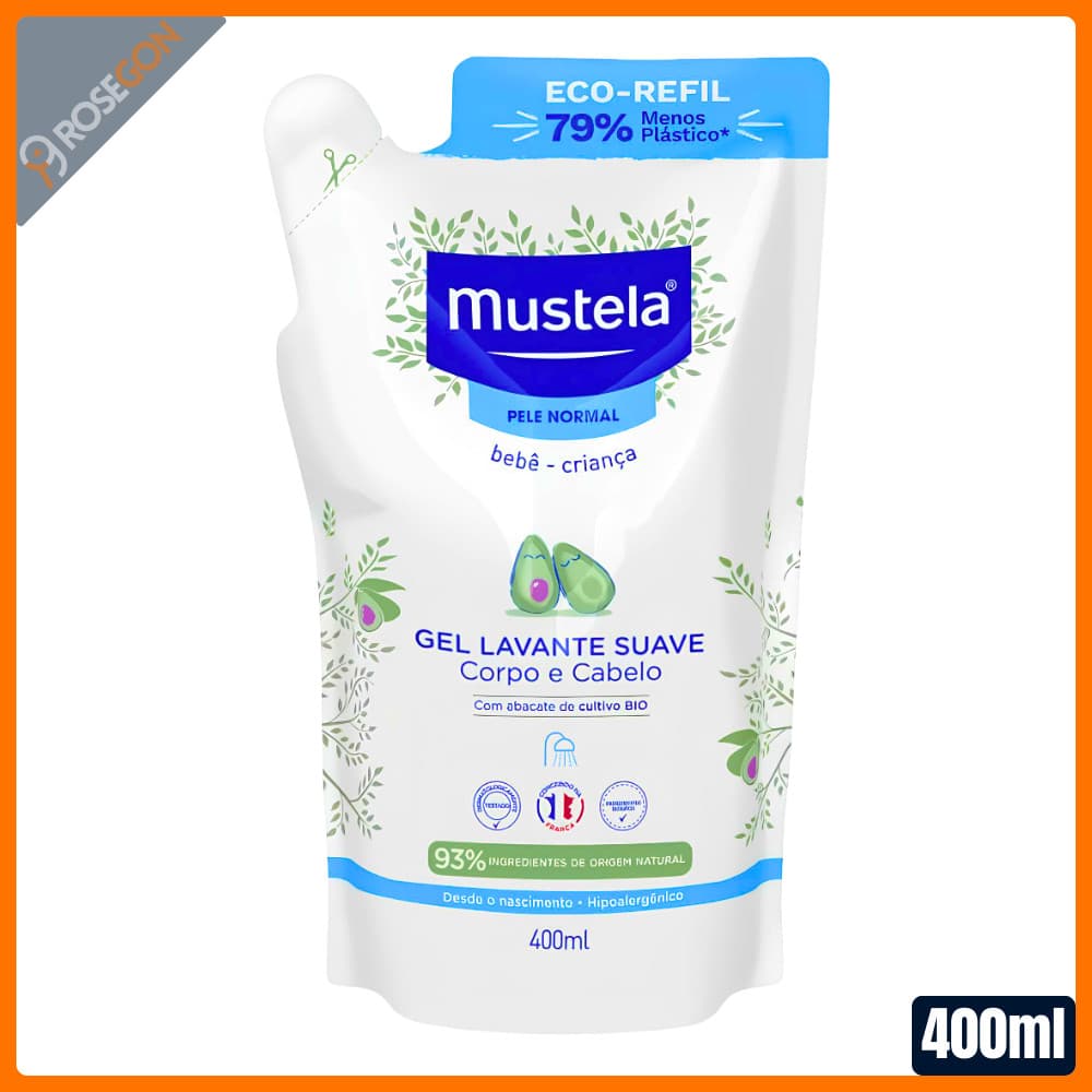 Refil Gel Lavante Mustela Suave Corpo e Cabelo 400ml