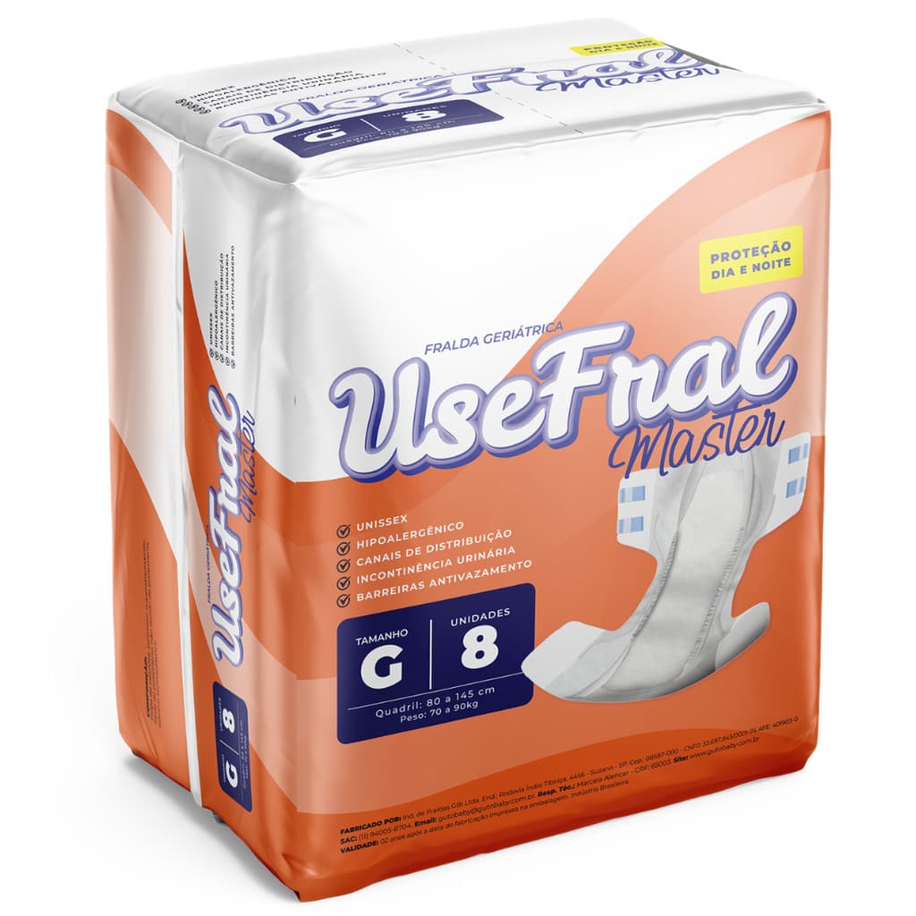 FRALDA GERIATRICA ADULTO USEFRAL G 8 UND - Entrega Rápida
