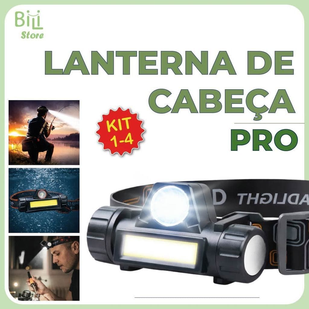 Lanterna de Cabeça Led Alta Potência com lanterna dianteira carregador USB Bivolt