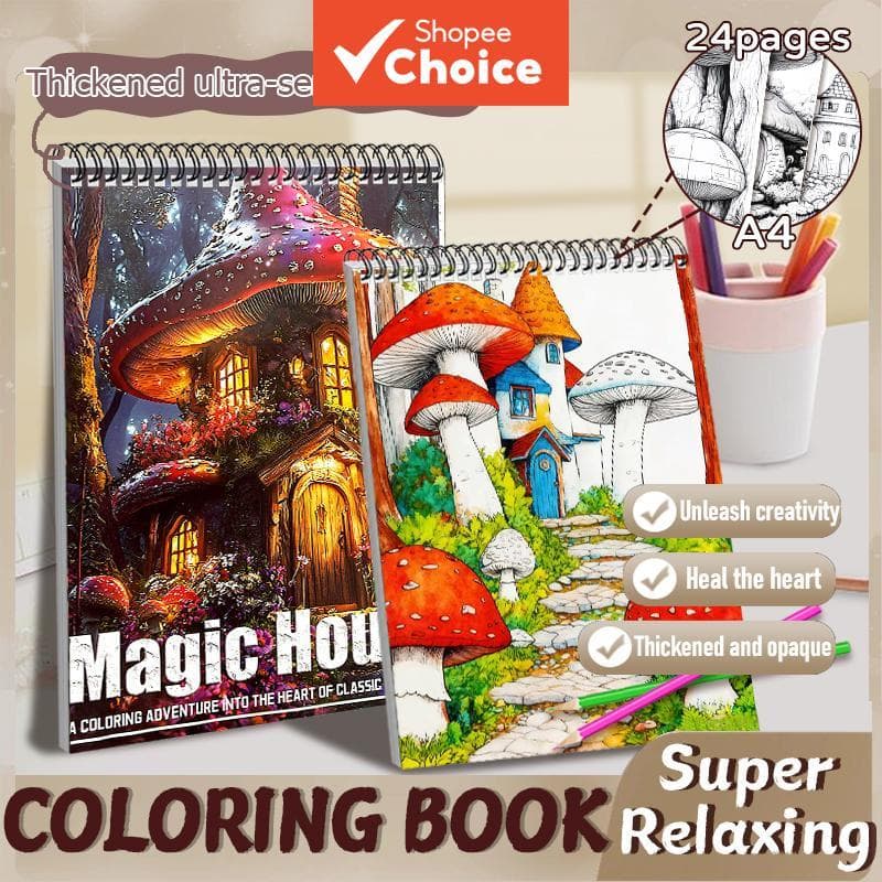  Livro Premium de Colorir para Alívio do Estresse Adulto, Caderno Mágico Sensorial em Papel Espesso A4 para Mindfulness