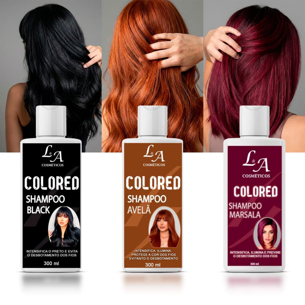 Shampoo Colored Antibranco Efeito Intenso e Duradouro Disfarça Fios Brancos com Cor Natural - 300ml