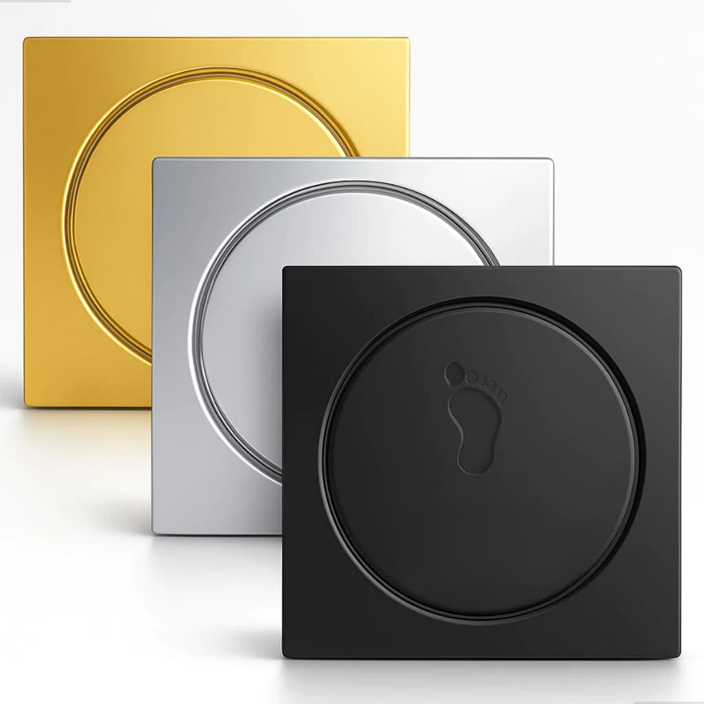 Kit 1/2 Ralo Inteligente Quadrado 10x10Cm Preto Cromado Dourado Click Inox Banheiro Lavabo Veda Cheiro ES