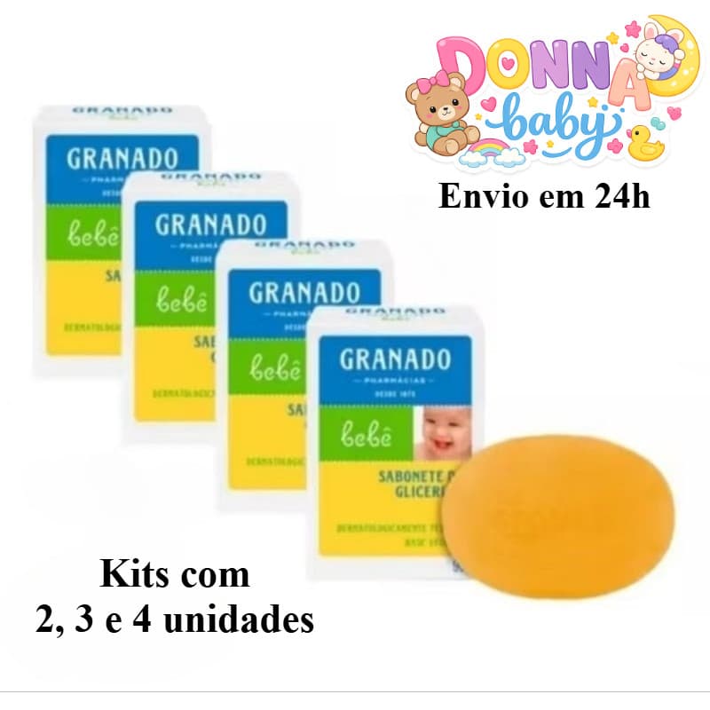 Kit Sabonete em Barra Bebê Granado Glicerina Pele Sensível 2 3 4 Unidades Limpeza Pele Sensível