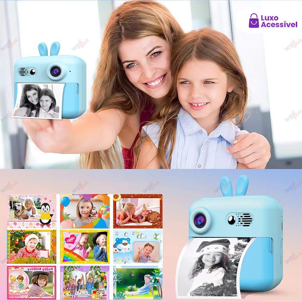 Câmera Digital Infantil com Impressão Térmica Instantânea - Presente Criativo para Meninos e Meninas