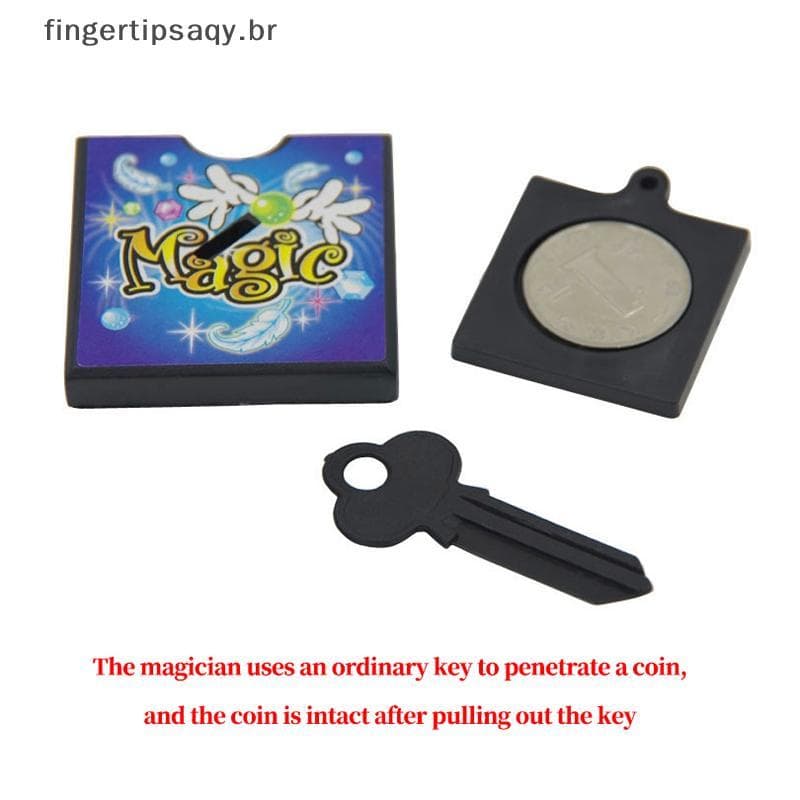 FINGE Adereços Mágicos Chave Através De Moedas Da Caixa Brinquedo Mágico Rua Magia Novidade ,