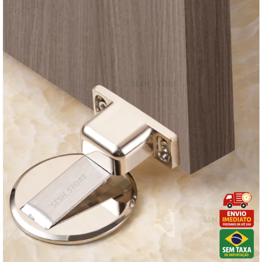 Trava Prendedor Batetor Fixador de Porta Magnético Adesivo Amortece Impacto Inox Sem Furar Cromado