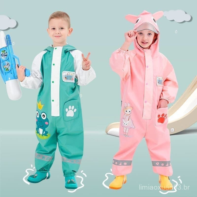 Capa de chuva infantil, macacão impermeável para meninos, meninas, crianças, estudantes, jardim de infância, bebês, à pr