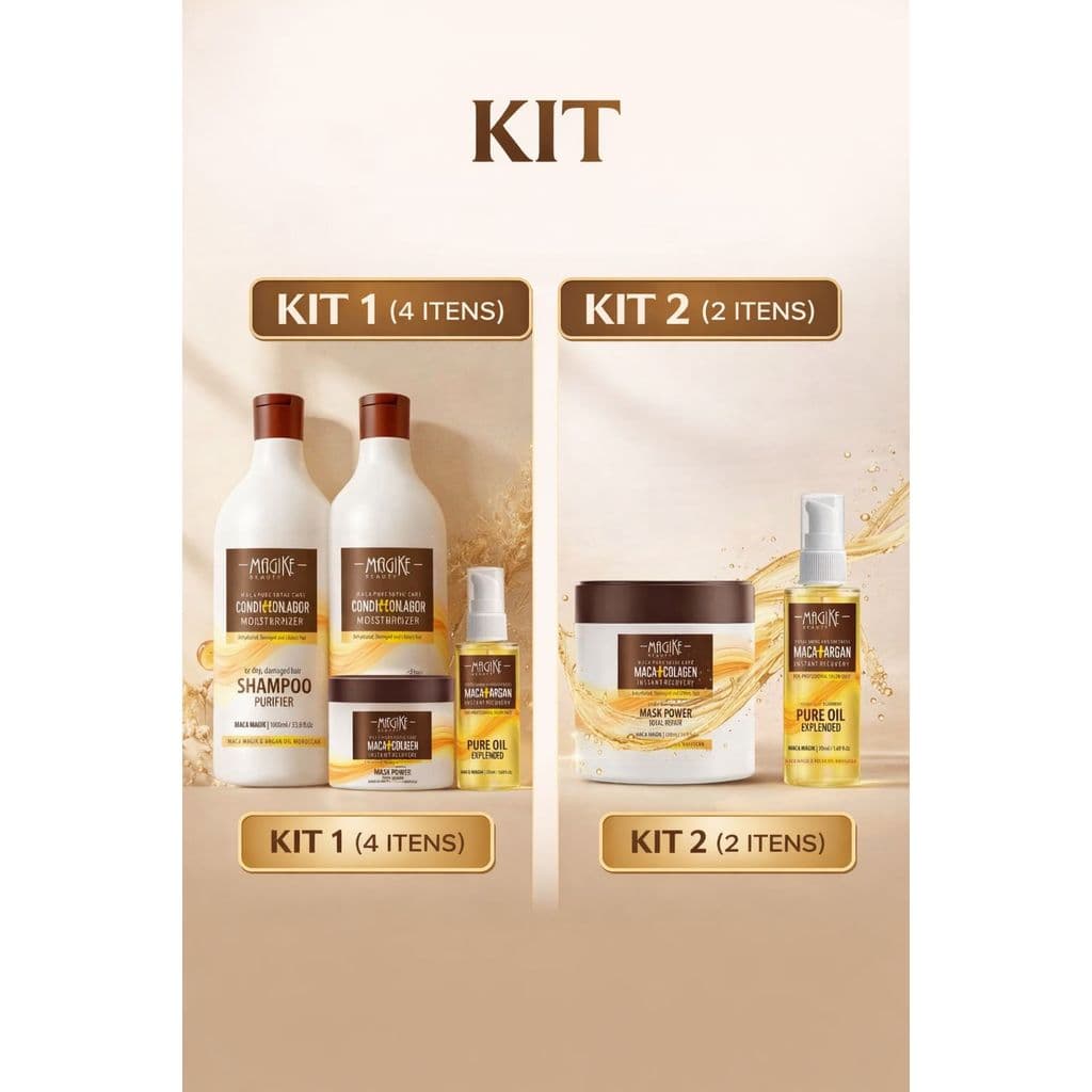 Kit 1  Shampo1l + Condicionado1l + Mascara Macadamia 500g+Óleo Argan 50ml OU kit 2 1un mascara 500g+ 1un oleo 50ml argan