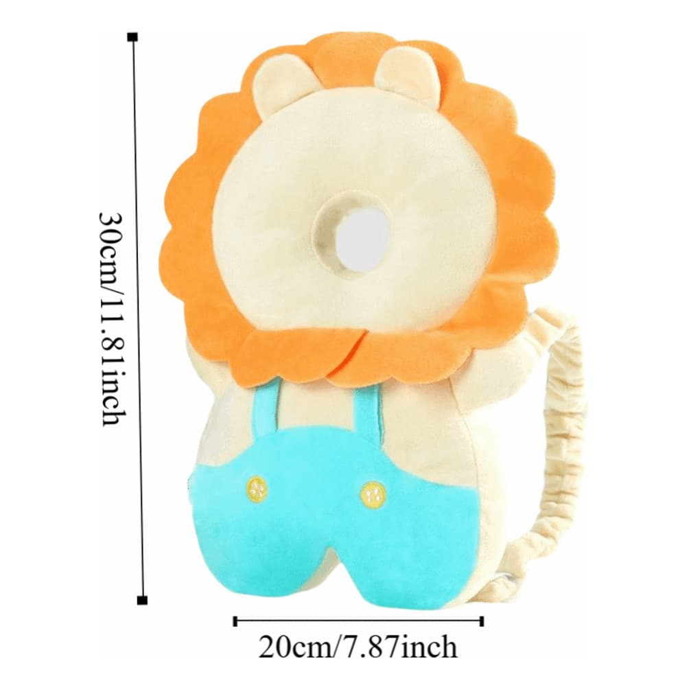 Mochila Proteção Cabeça Costas De Bebê Animais Macia E Fofa - Leão