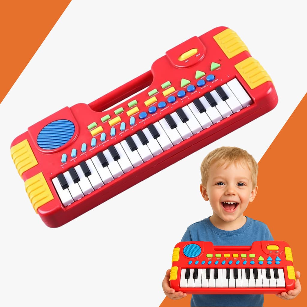 Teclado Piano Musical Com 8 Sons Grava Ritmos Diferentes E 31 Teclas Brinquedo Infantil Music Center