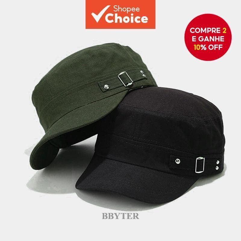 Moda Verão Boné Militar Masculino Proteção Solar Cor Sólida Algodão Plana Topo De Beisebol Para Esporte/Ao Ar Livre