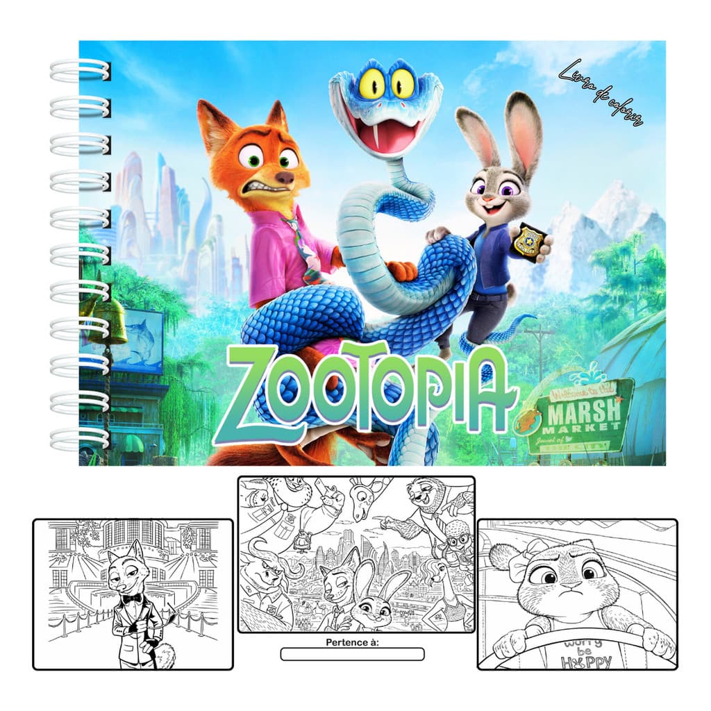 Livro De Colorir Zootopia Capa Dura 50 Páginas 180g A5 Laminação Fosca Ou Brilhosa Pronta Entrega