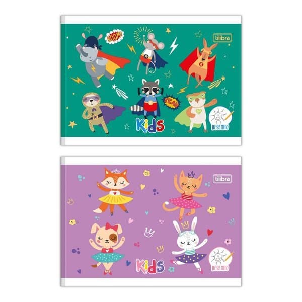 Caderno De Desenho Pequeno Brochura Capa Flexivel 40 Folhas Sapeca Kids Tilibra UNICO