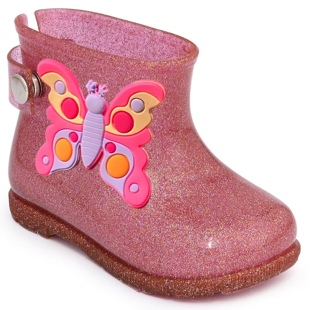 Galocha Infantil Menina Cano Baixo Feminina Borboleta Impermeável