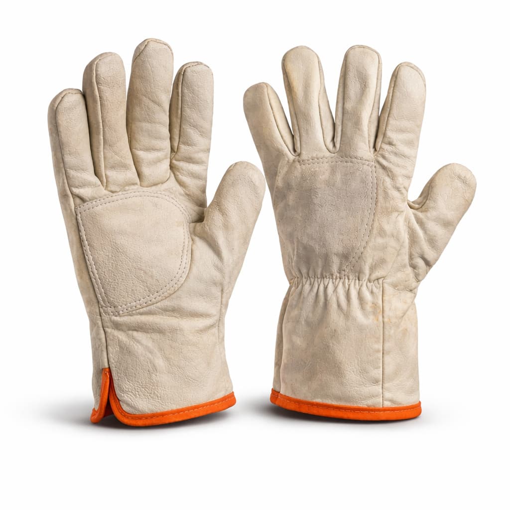 Luva de Vaqueta Couro Total CA 12230 Reforçada Construção Mecânico EPI Profissional)