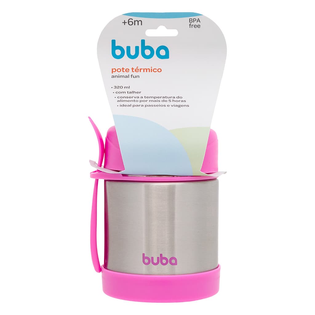 Pote Térmico com Colher Buba Alimentação Infantil Rosa 320ml