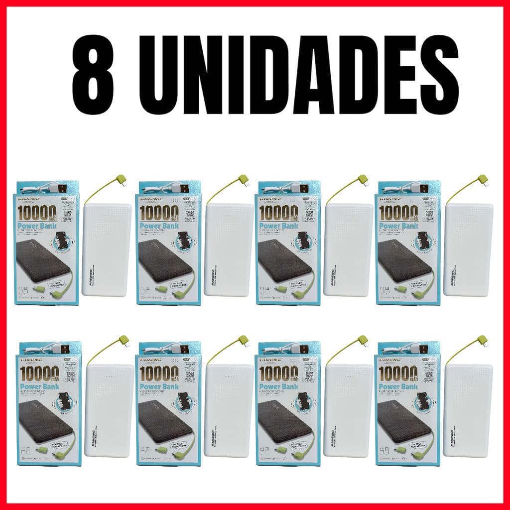 kit 3/8 Power Bank 10000mAh Slim PN-951 Carregador Portátil Bateria Externa Rápida